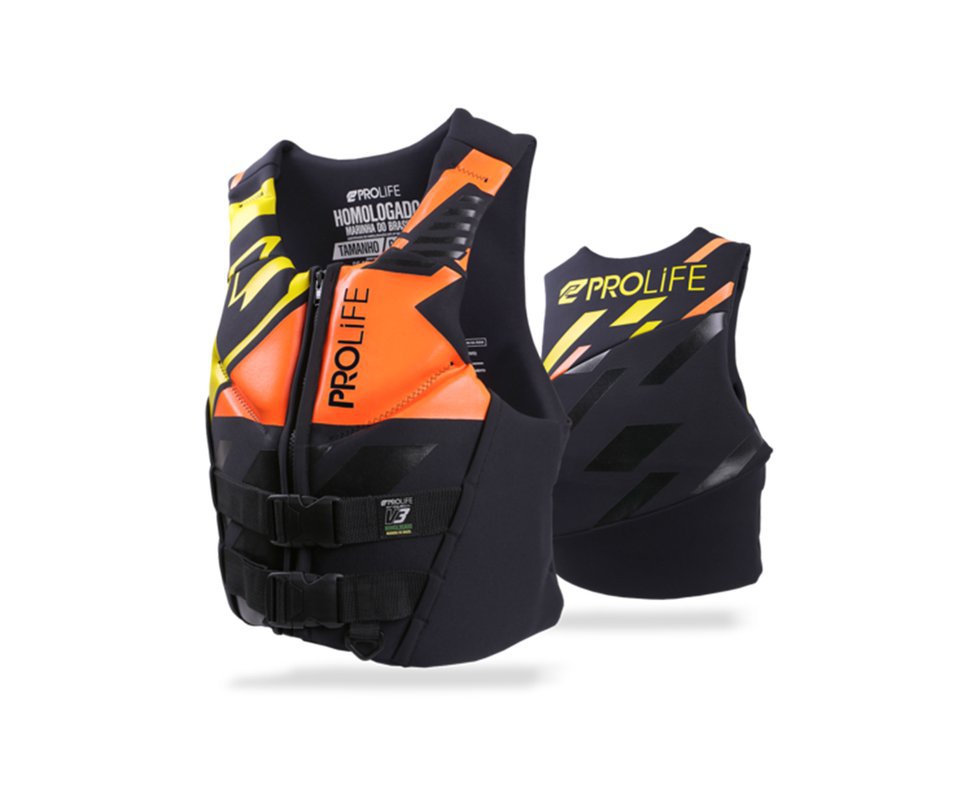 Colete Salva Vidas Neoprene New Protech V3 Homologado Amarelo/laranja - Prolife