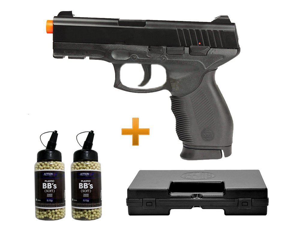 Pistola De Airsoft Pt 24/7 Semi/metal Cal 6,0 Mm + 4000 Esferas Plásticas 0,12g + Maleta - Kwc