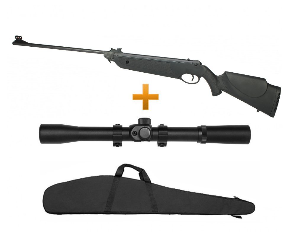 Carabina De Pressão Nova Dione Black Cal 5,5mm - 3° Geração + Luneta 4x20 + Capa 45 - Rossi