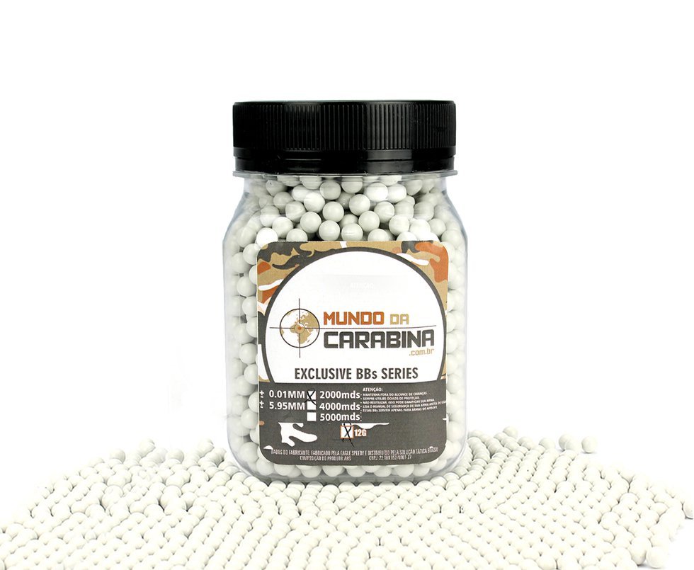 Esfera Plastica Airsoft Premiun 0,12g Com 2000un Branca - Mundo Da Carabina