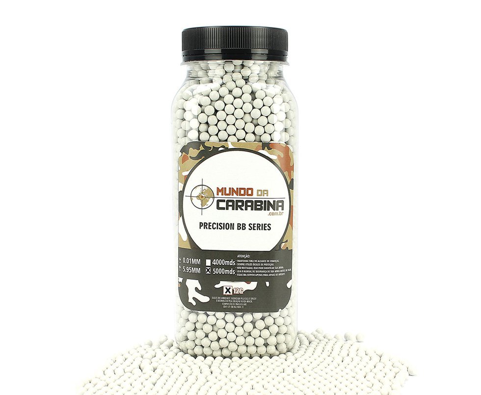 Esfera Plastica Airsoft Premiun 0,12g Com 5000un Branca - Mundo Da Carabina