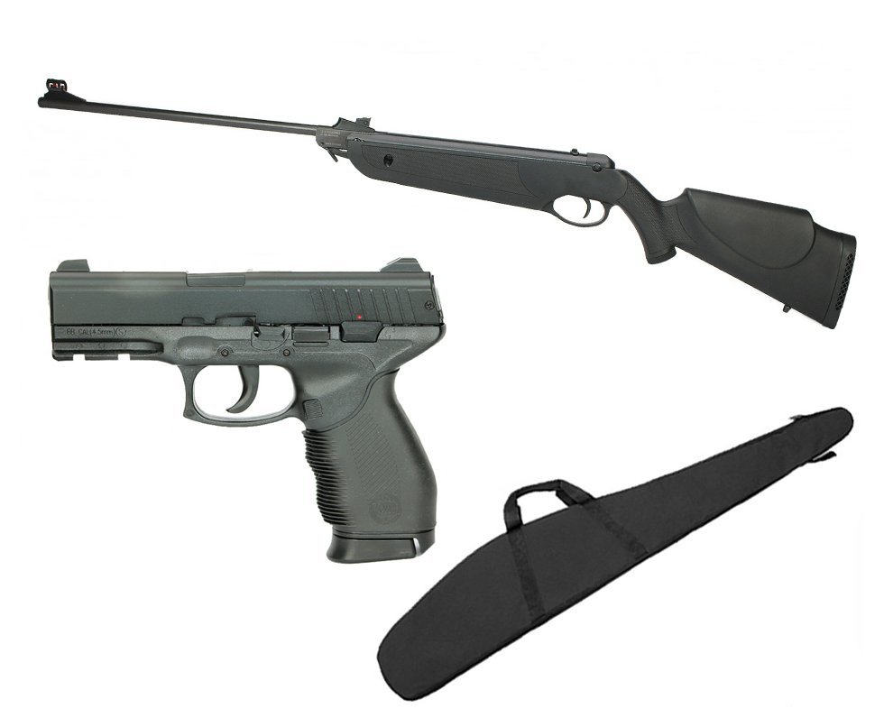 Carabina De Pressão Nova Dione Black Cal 4,5mm - 3° Geração + Pistola De Pressão 24/7 Cal 4,5 (kwc) + Capa 45 - Rossi