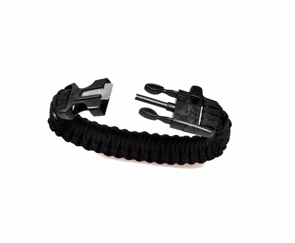 Bracelete Survivor C/ Apito E Pederneira 4-preto - Treme Terra