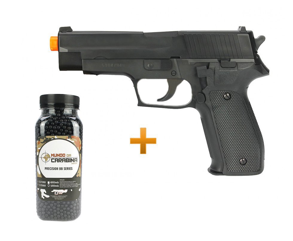 Pistola De Airsoft P226 Cal 6mm + 5000 Esferas 0,12g - Kwc