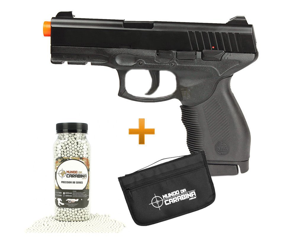 Pistola De Airsoft Pt 24/7 Semi/metal Cal 6,0 Mm + 5000 Esferas Plásticas 0,12g + Capa - Kwc
