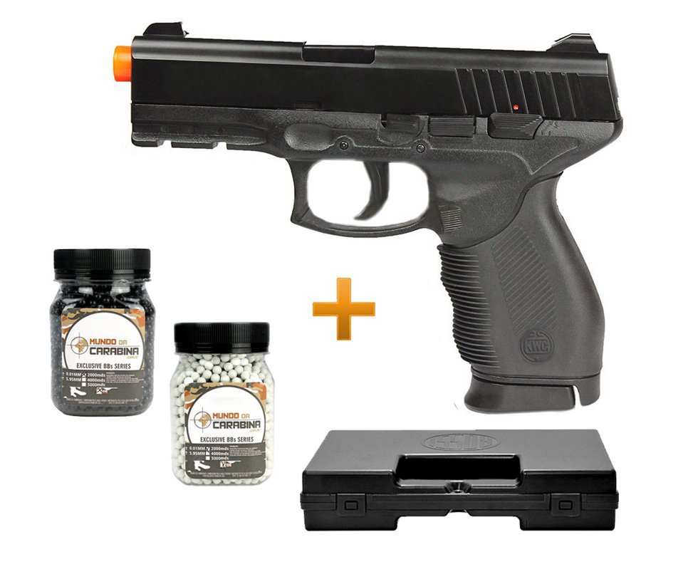 Pistola De Airsoft Pt 24/7 Semi/metal Cal 6,0 Mm + 4000 Bbs 0,12g + Maleta Mdc - Kwc
