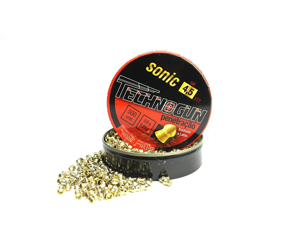 Chumbinho Sonic Gold Latonado 4,5 Mm - Com 500 Unid - Technogun