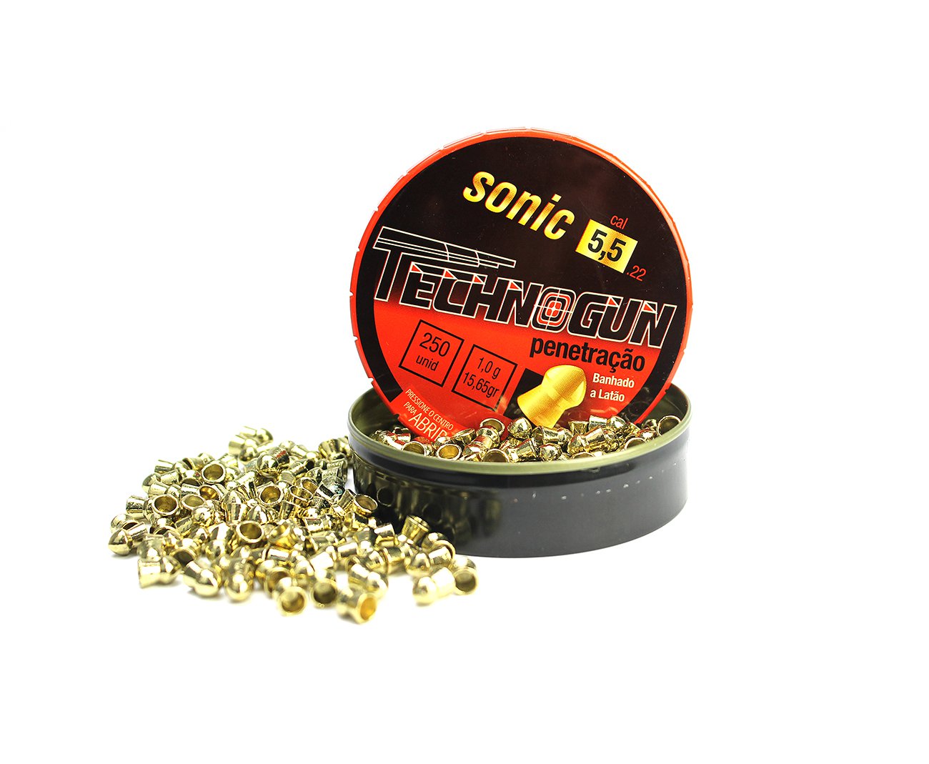 Chumbinho Sonic Gold Latonado - Calibre 5,5 Mm - Com 250 Unid - Technogun