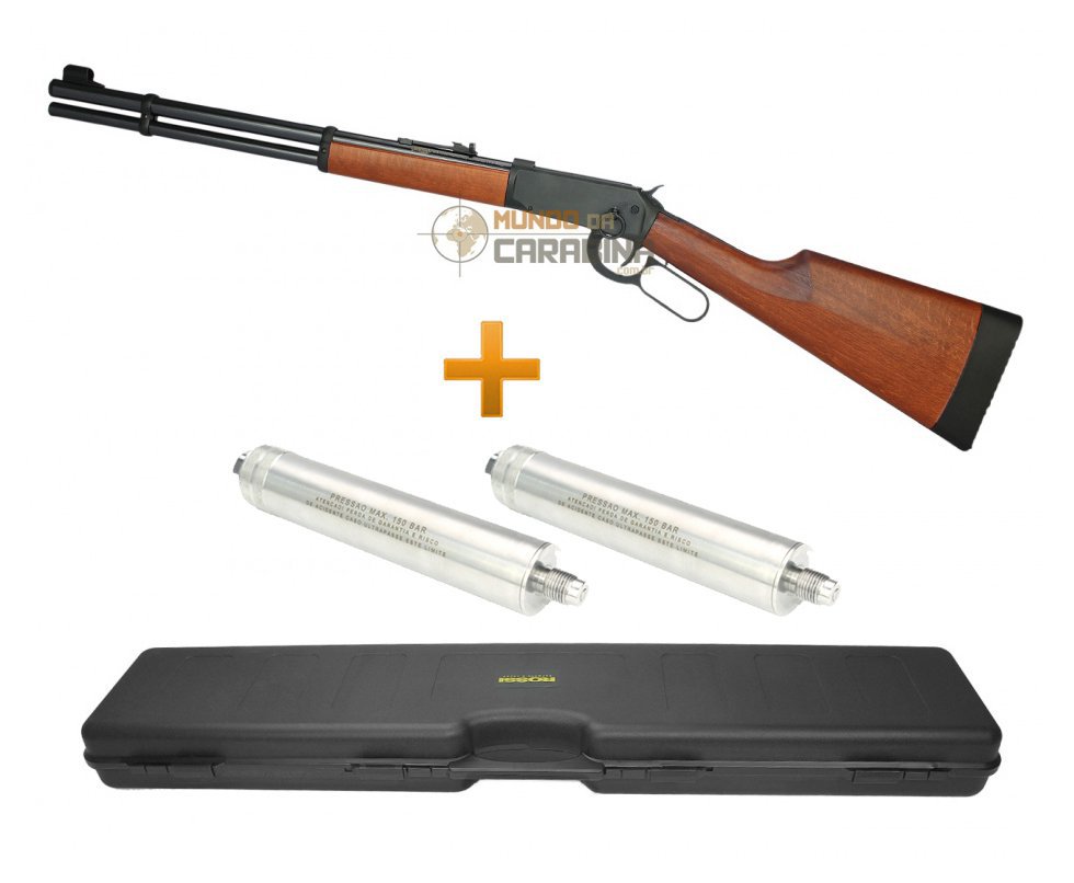 Carabina De Pressão Pcp Puma Walther Lever Action Oxidada 4,5mm 8 Tiros + Case Rossi + 02 Cilindro Extra - Walther