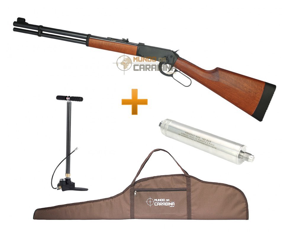 Carabina De Pressão Pcp Puma Walther Lever Action Oxidada 4,5mm 8 Tiros + 01 Cilindro Avulso + Bomba Pcp - Walther