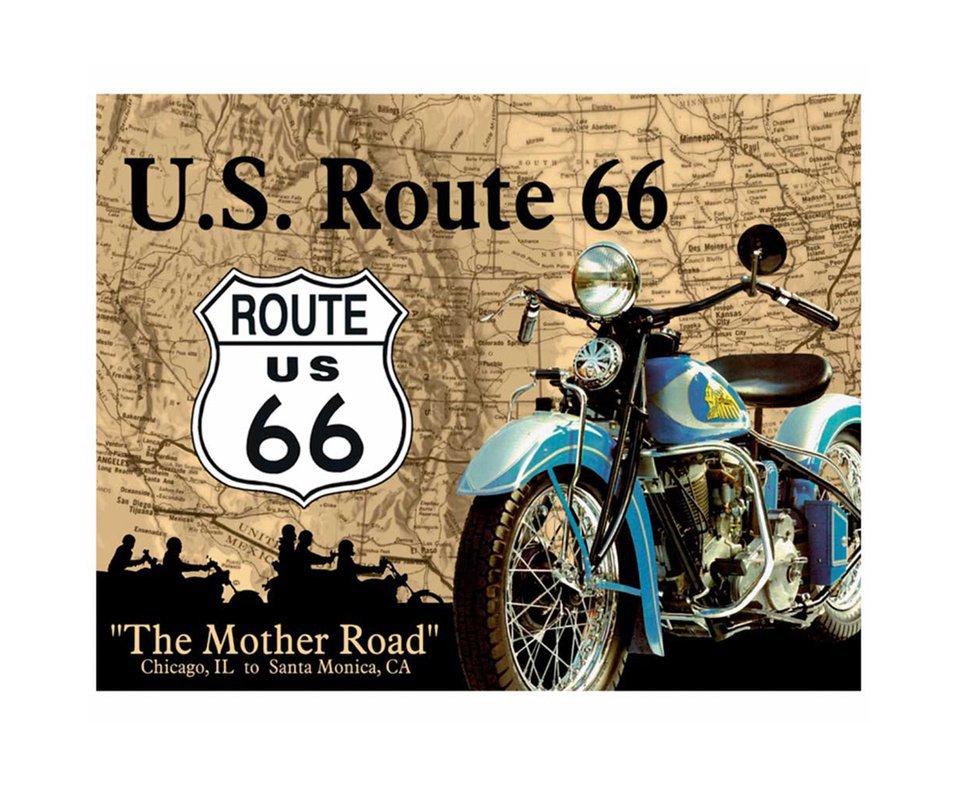 Placa Metálica Decorativa Us Route 66 Mother- Rossi