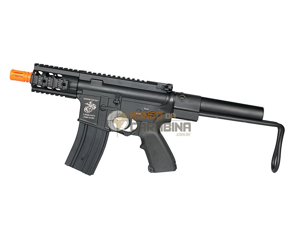 Sub-metralhadora De Airsoft M4 Baby Com Coronha M241 - Full Metal - S&t