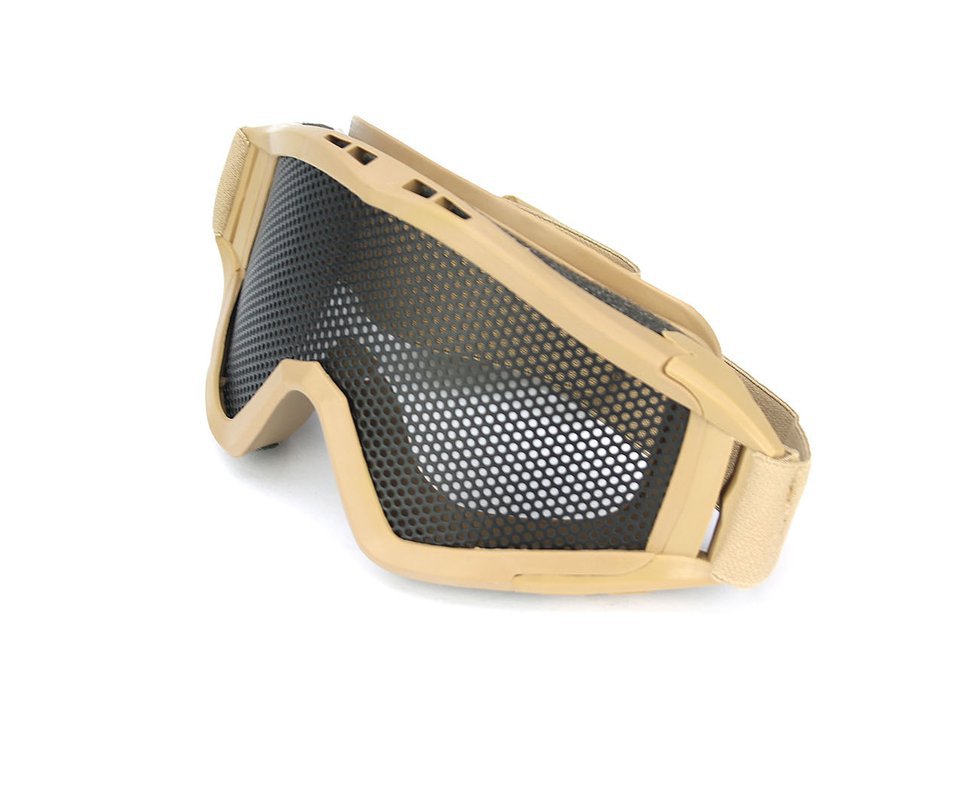Oculos Tatico Quick Shot Tela Metal Para Airsoft Mod 204 - Tan