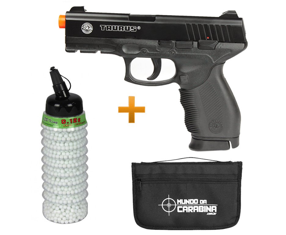 Pistola De Airsoft Taurus Pt 24/7 Semi/metal Cal 6,0 Mm + 4000 Esferas Plásticas 0,12g + Capa - Cybergun