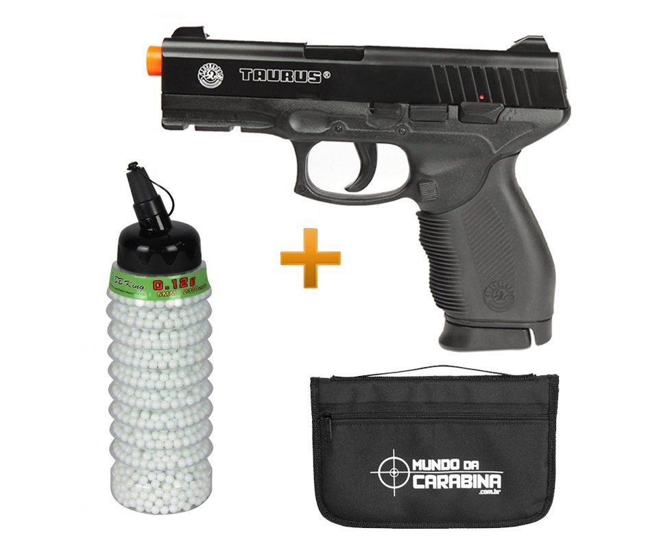 Pistola De Airsoft Taurus Pt 24/7 Semi/metal Cal 6,0 Mm + 4000 Esferas Plásticas 0,12g + Capa - Cybergun