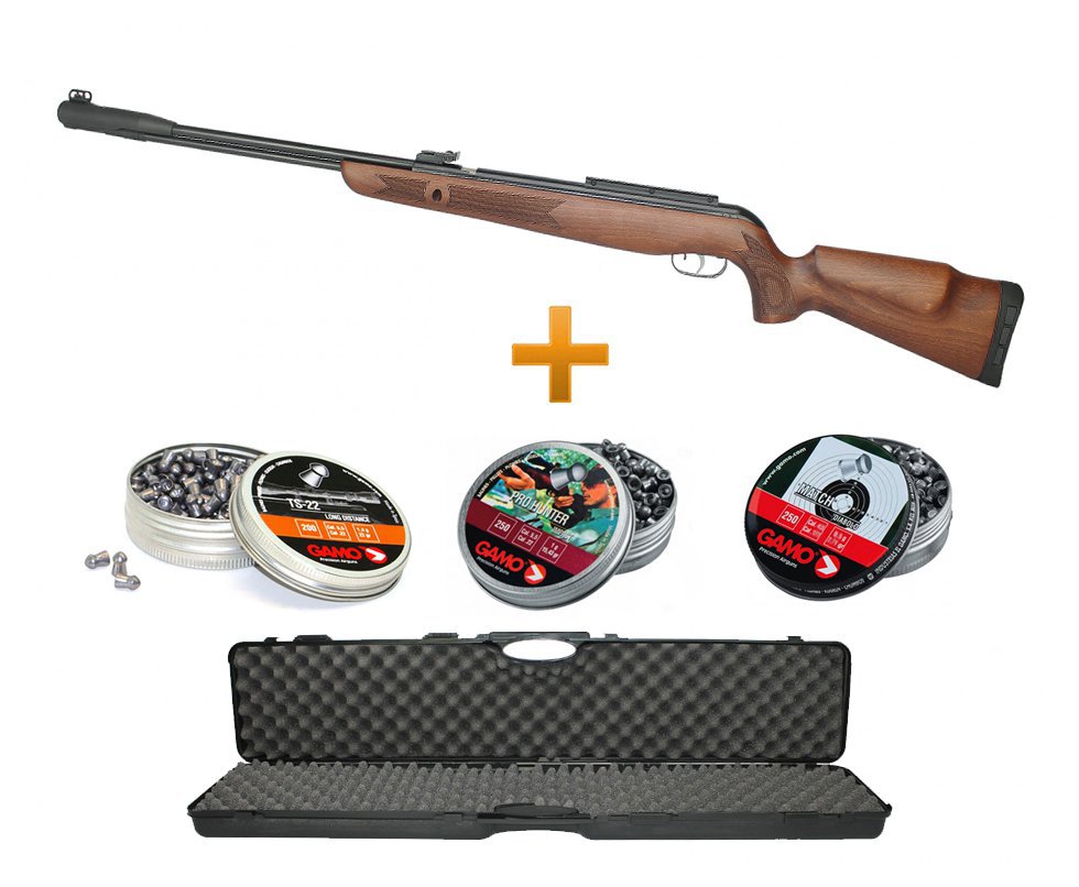 Carabina De Pressão Gamo Cfx Royal Madeira 5,5mm + Case Rigido + 03 Chumbinhos