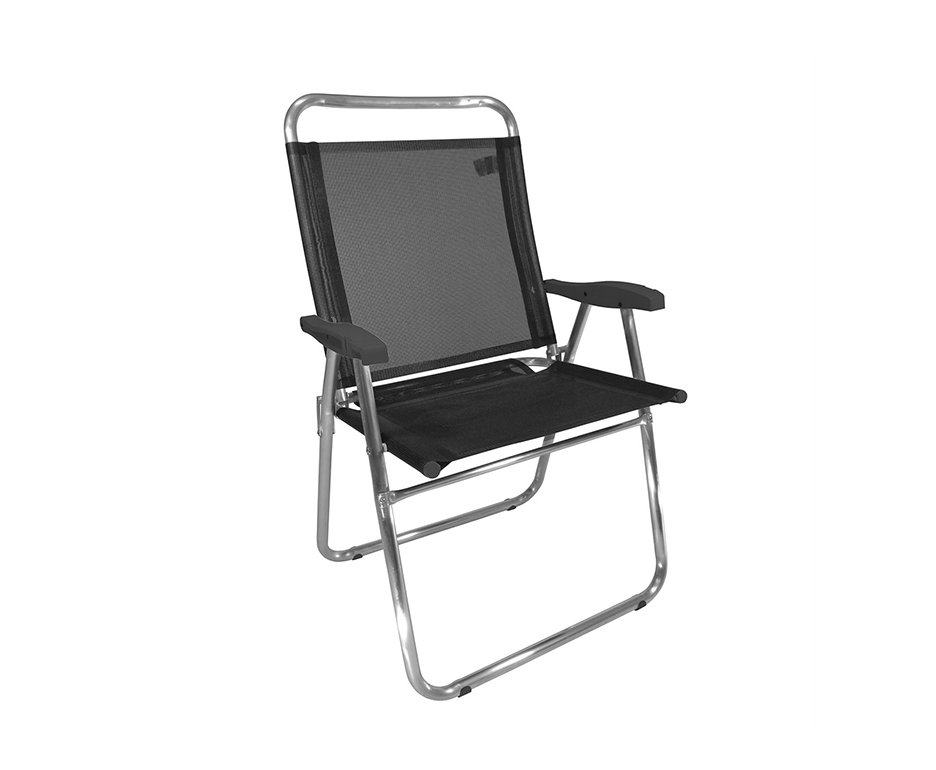 Cadeira De Praia Em Aluminio Zaka King Preta Capacidade 140kg