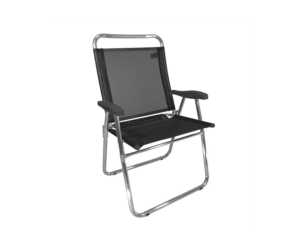 Cadeira De Praia Em Aluminio Zaka King Preta Capacidade 140kg