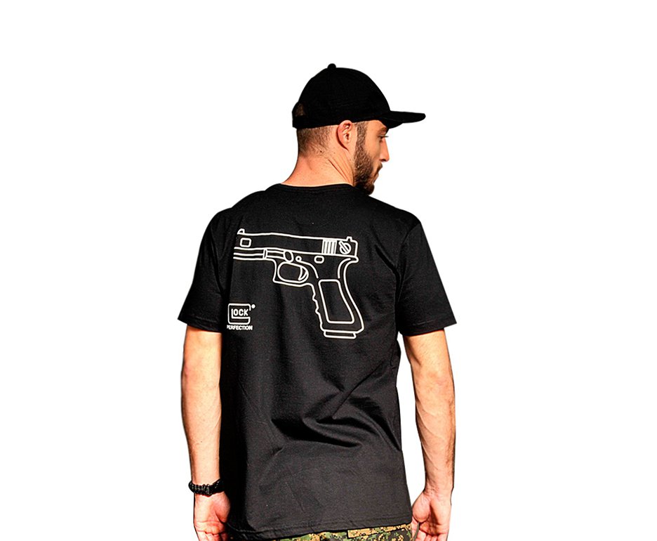 Camiseta Estampada Glock Preta, Branca - Bravo - P