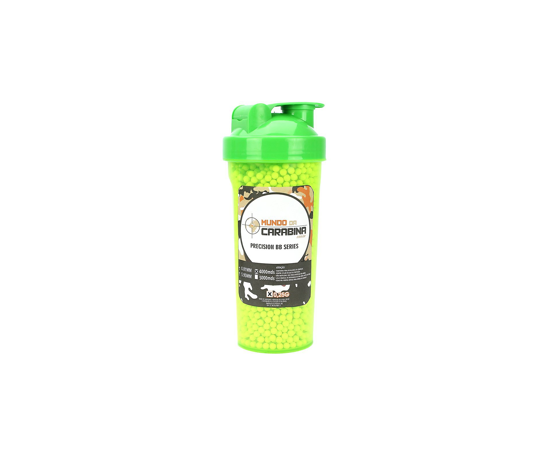 Esfera Plástica Premium Munda Da Carabina 0,25g Squeeze Plástico Verde Com 4000 Unid