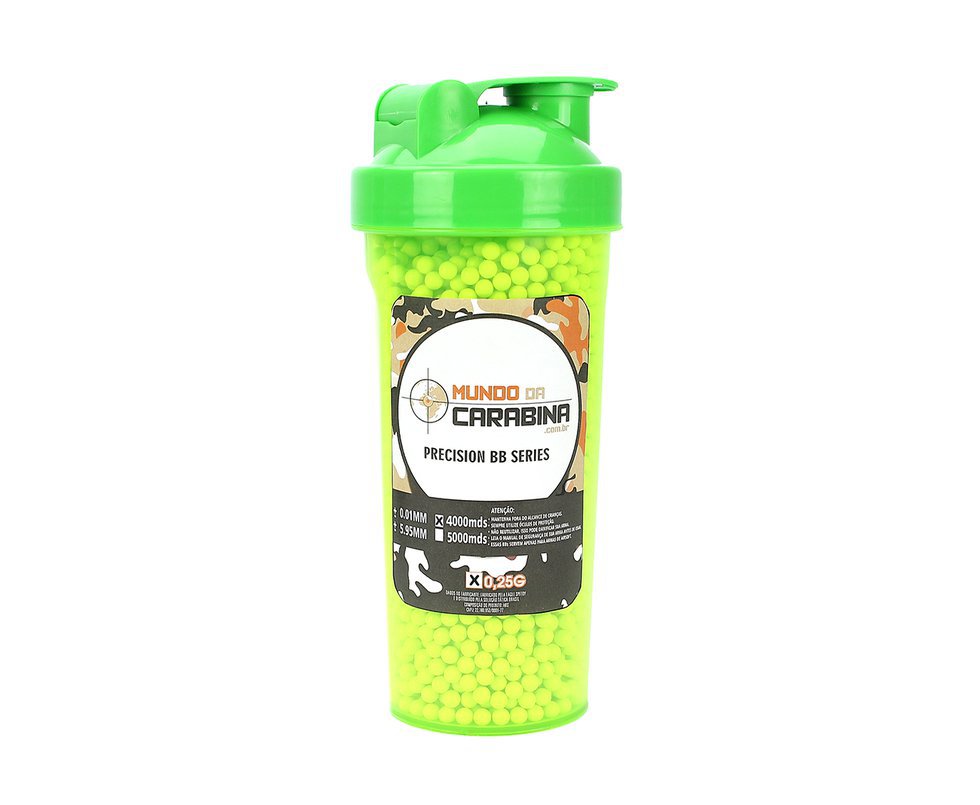 Esfera Plástica Premium Munda Da Carabina 0,25g Squeeze Plástico Verde Com 4000 Unid