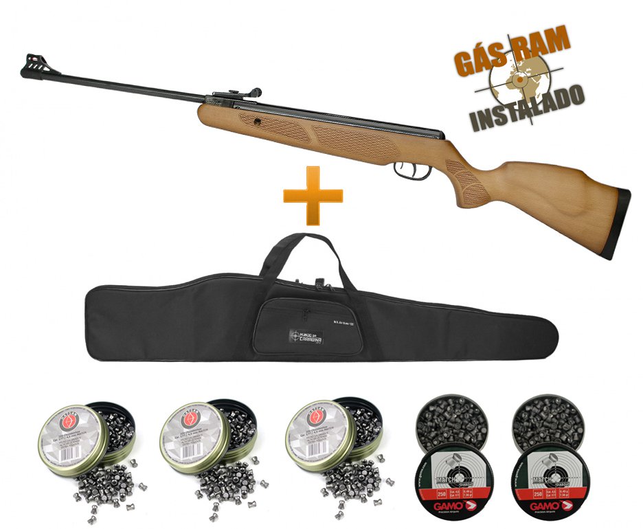 Carabina De Pressão Cbc B19-x 4,5mm Magnum Gás Ram 60kg Instalado + 05 Chumbinhos + Capa Especial