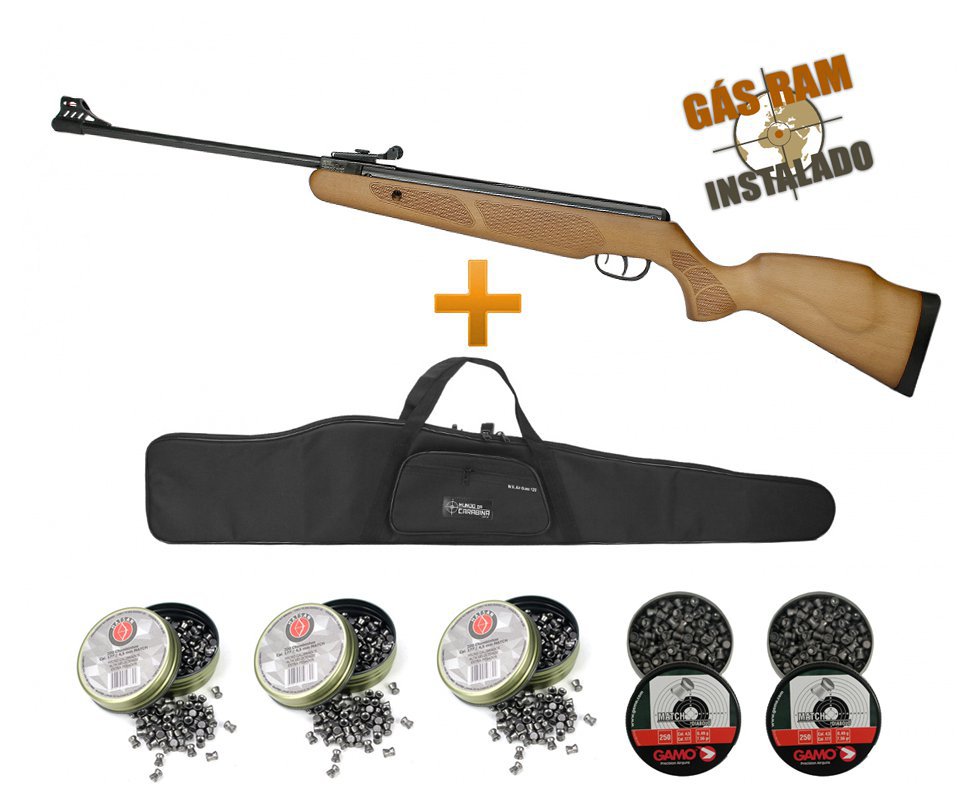 Carabina De Pressão Cbc B19-x 4,5mm Magnum Gás Ram 60kg Instalado + 05 Chumbinhos + Capa Especial