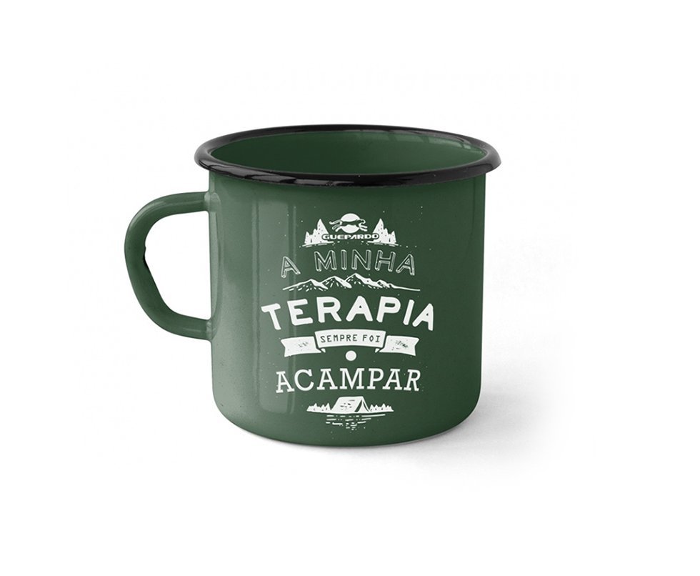 Caneca Guepardo Ferro Esmaltada Camping Terapia 240ml
