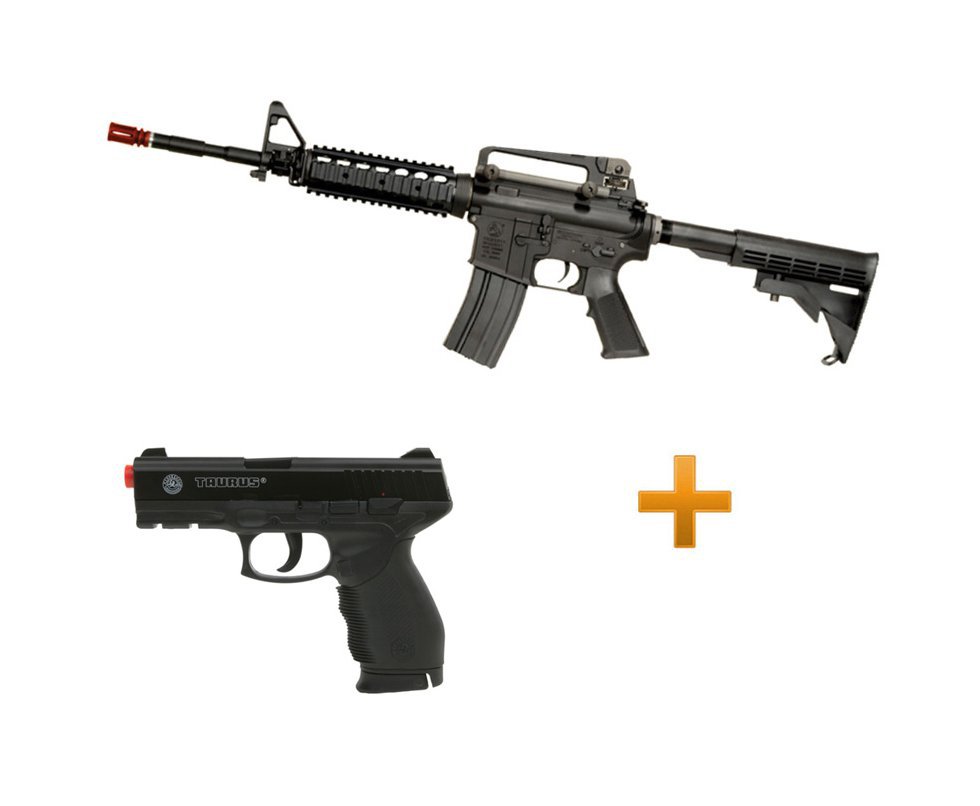 Rifle De Airsoft Colt M4a1ris Cal 6,0mm - King Arms + Pistola 24/7 Taurus