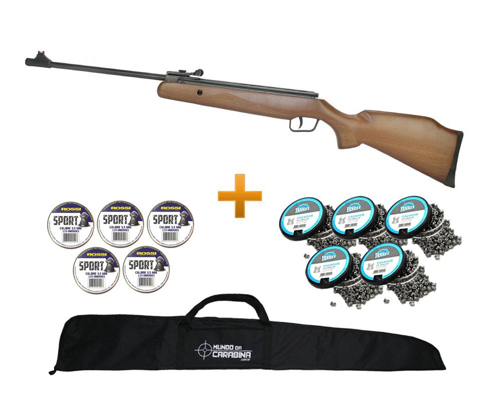 Carabina De Pressão Cbc Bam B12-6 5.5mm + 10 Latas Chumbinho + Capa