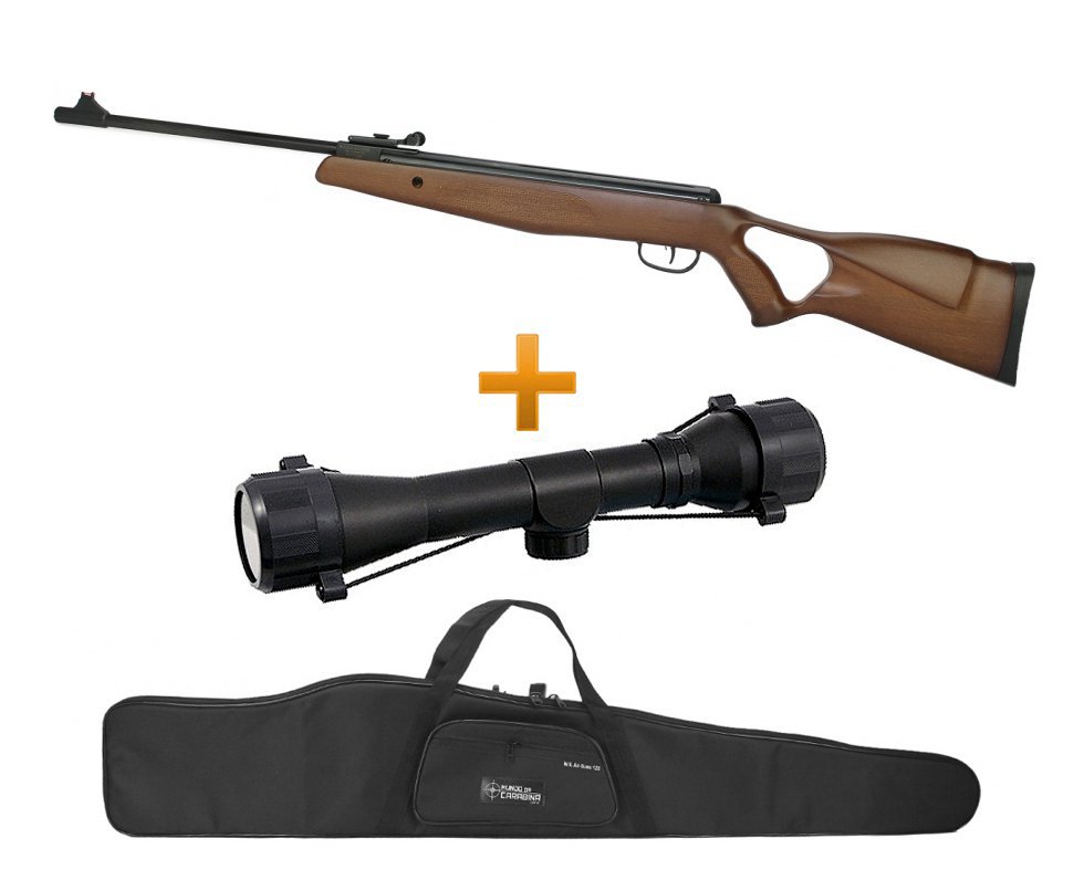 Carabina De Pressão Bam B19-z Hunter Wood 5.5mm + Luneta 4x32 + Capa - Swbr