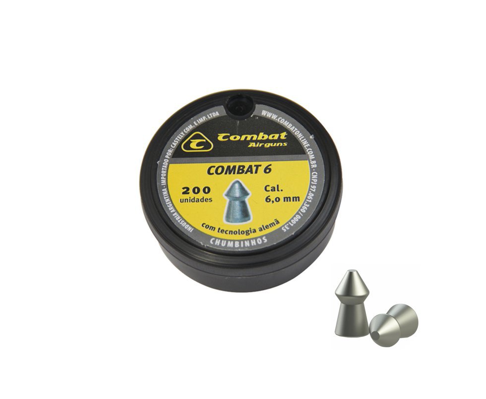 Chumbinho Combat Cal 6,0 Mm - Lata Com 200 Unidades - Combat