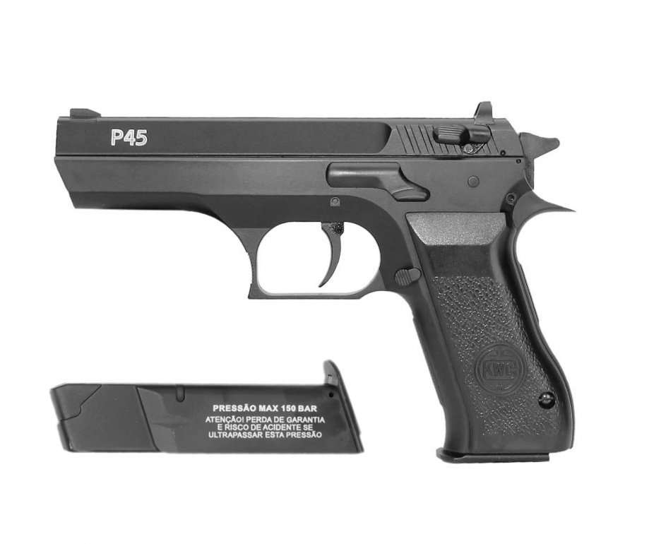 Pistola De Pressão Pcp Rossi Kwc P45  4,5mm Full Metal E Bomba Pcp