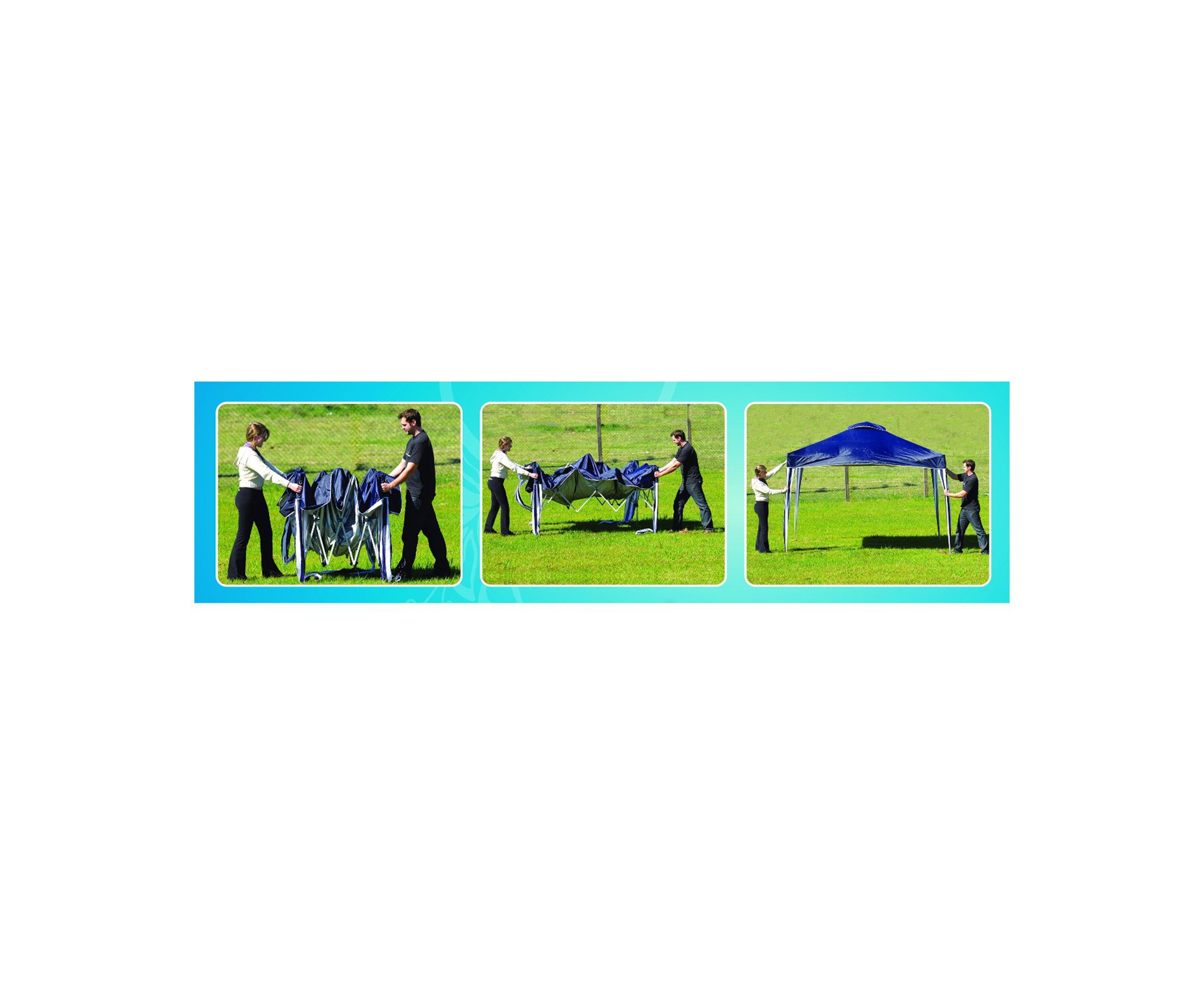 Gazebo De Praia Sanfonado X-flex  Mor Oxford Azul 3,00 X 3,00
