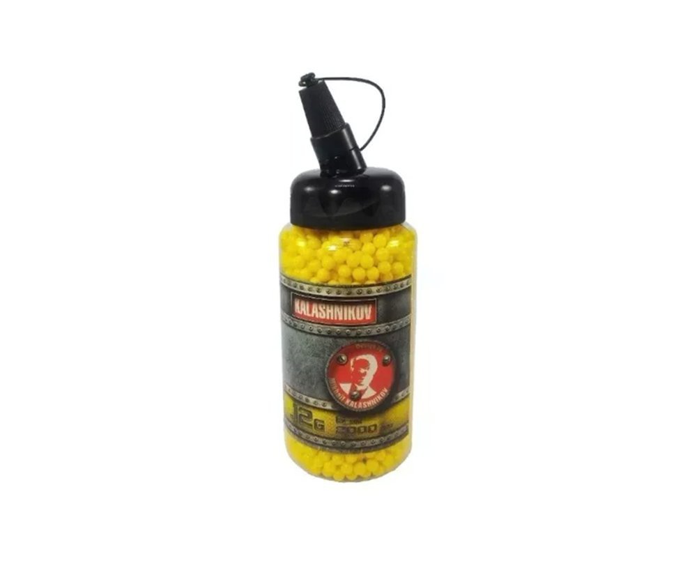 Esfera Plastica Bbs Kalashnikov 0,12g Amarelo 2000und 6,0mm