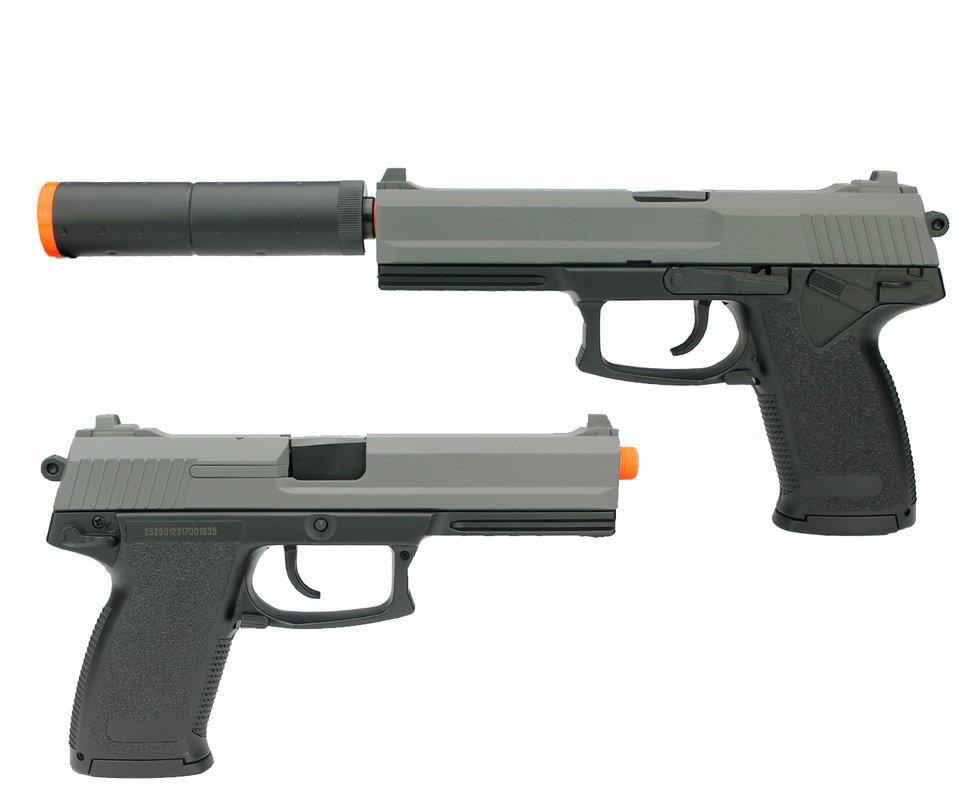 Pistola De Airsoft Usp M23 Cal 6,0 Mm Double Eagle Com Supressor Fake