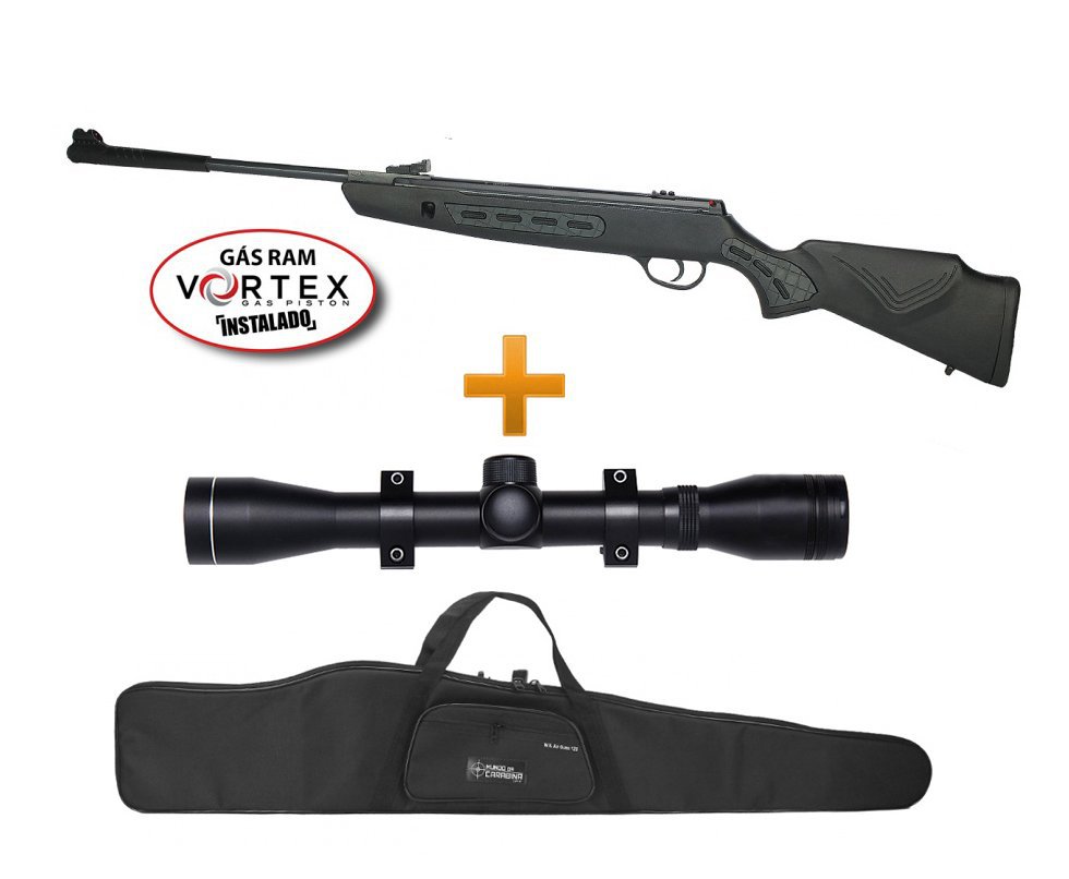 Carabina De Pressão Rossi Hatsan Striker 1000s Vortex 5,5mm + Capa + Luneta 4x32 Gold Rossi