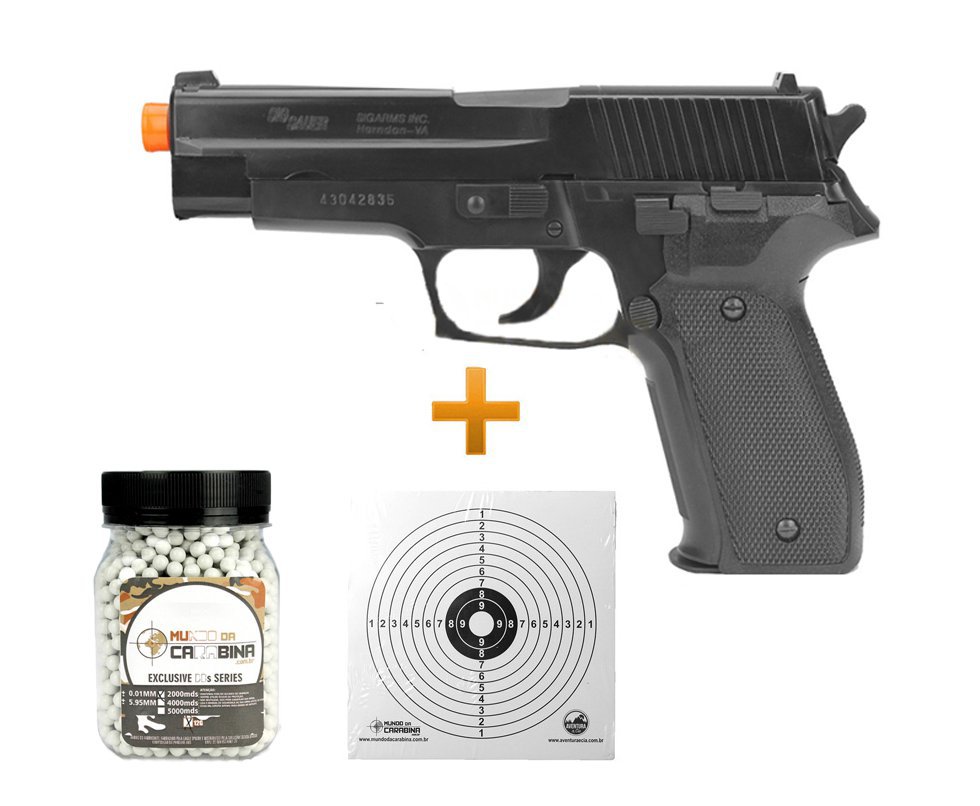 Pistola De Airsoft P226 Abs - Calibre 6,0 Mm - Sig Sauer + 2000 Esferas + Alvo