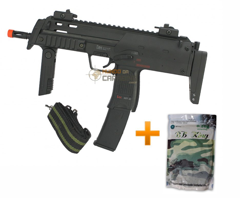 Rifle De Airsoft H&k Mp7 A1 Swat Full Metal 6mm Bivolt - Umarex + 5000 Esfera 0,20g