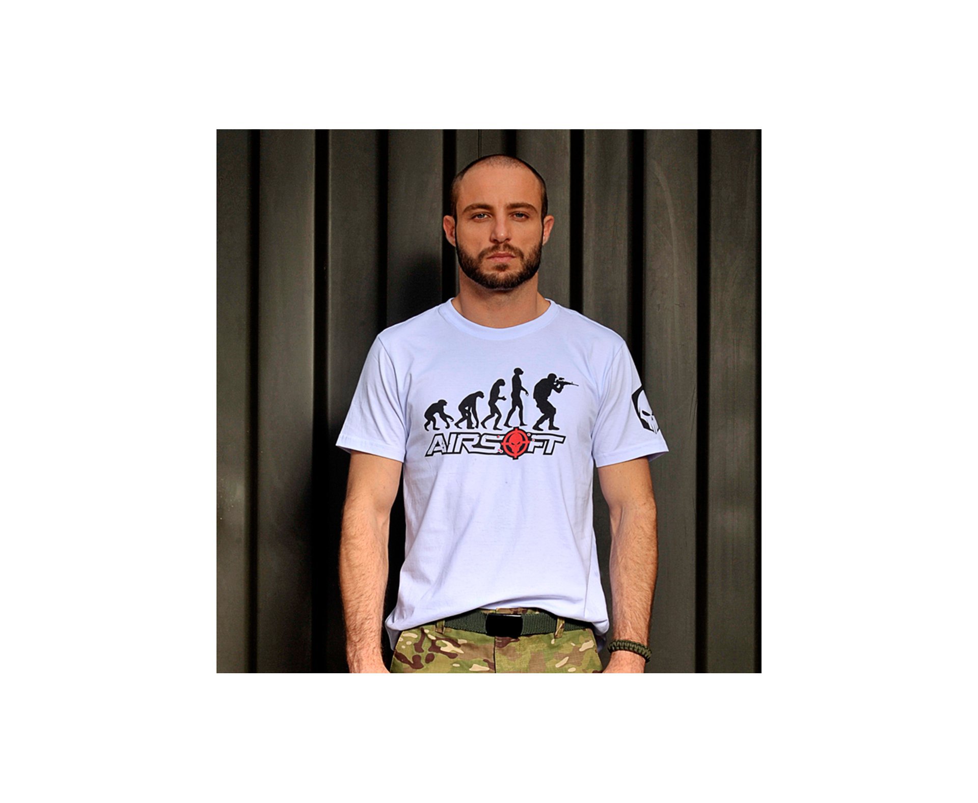 Camiseta Estampada Airsoft Evolução Branca - Bravo - M