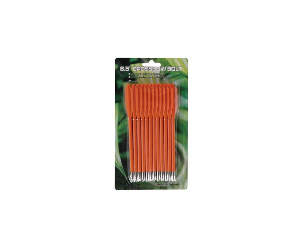 Kit 12 Setas Plasticas Para Besta / Balestra Pistola 50 - 80 lbs - Ponteira Metal - 6,5" Laranja