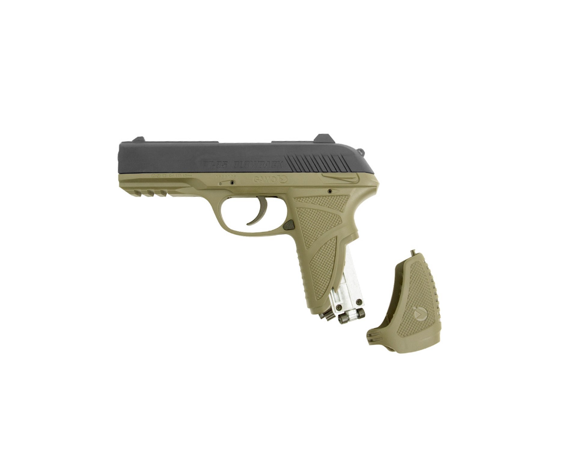 Pistola De Pressão A Gás Gamo Gbb Co2 Pt-85 Blowback Slide Metal Olive Drab 4.5mm