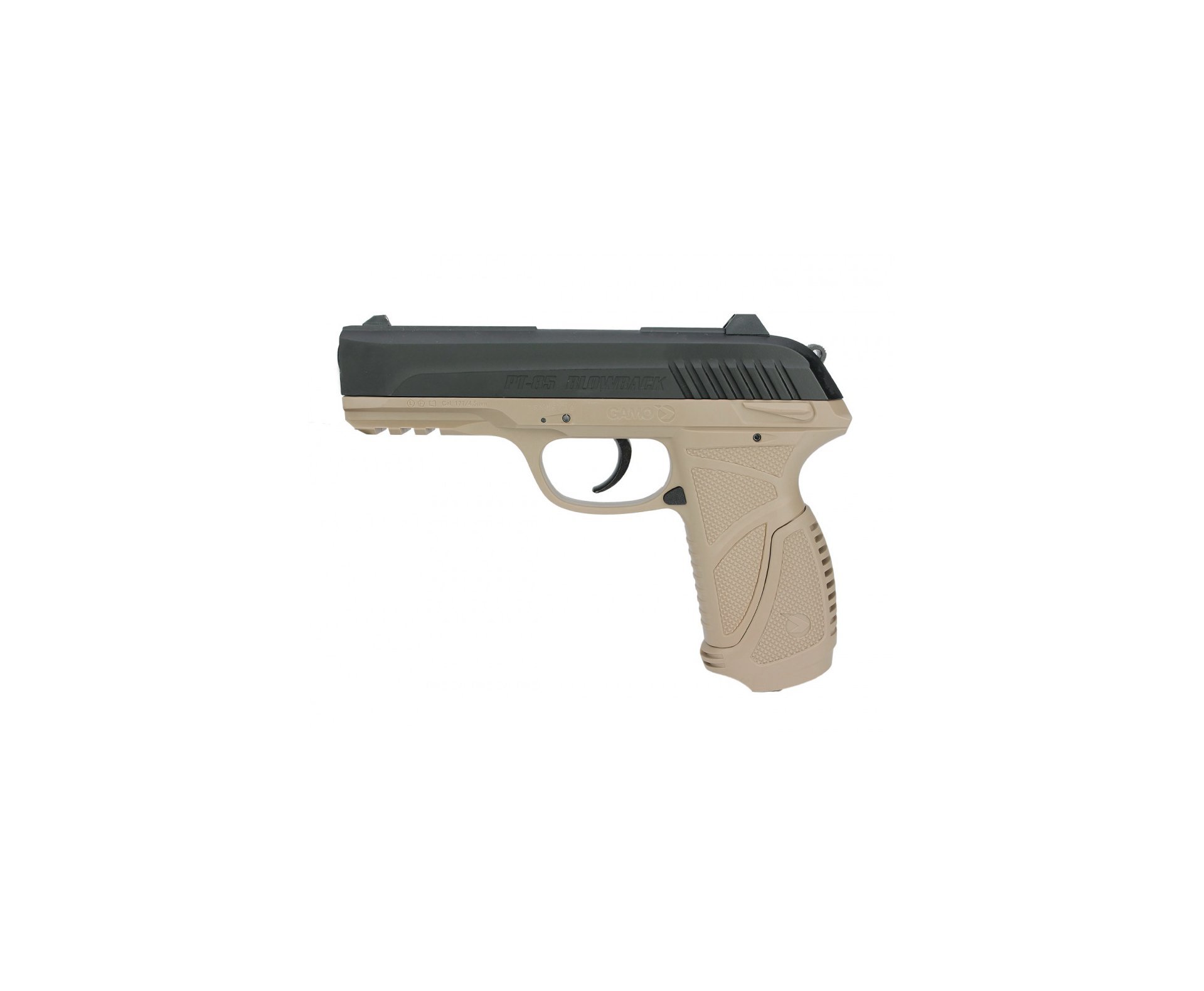 Pistola De Pressão A Gás Gamo Co2 Pt-85 Blowback Slide Metal Desert 4.5mm