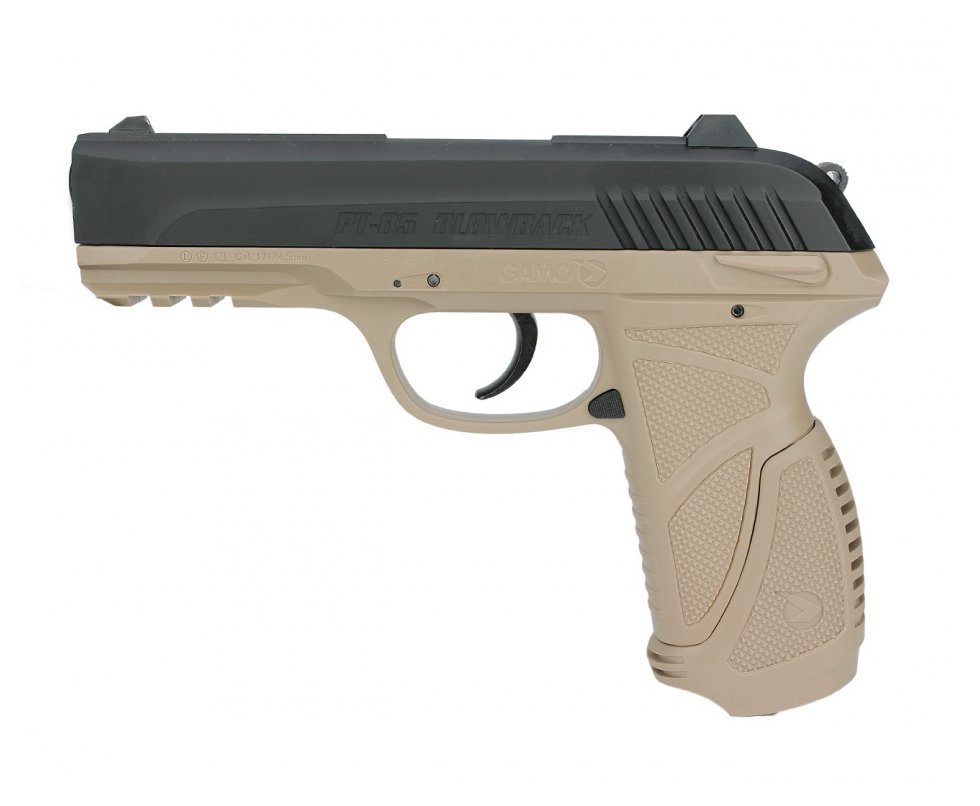 Pistola De Pressão A Gás Gamo Co2 Pt-85 Blowback Slide Metal Desert 4.5mm
