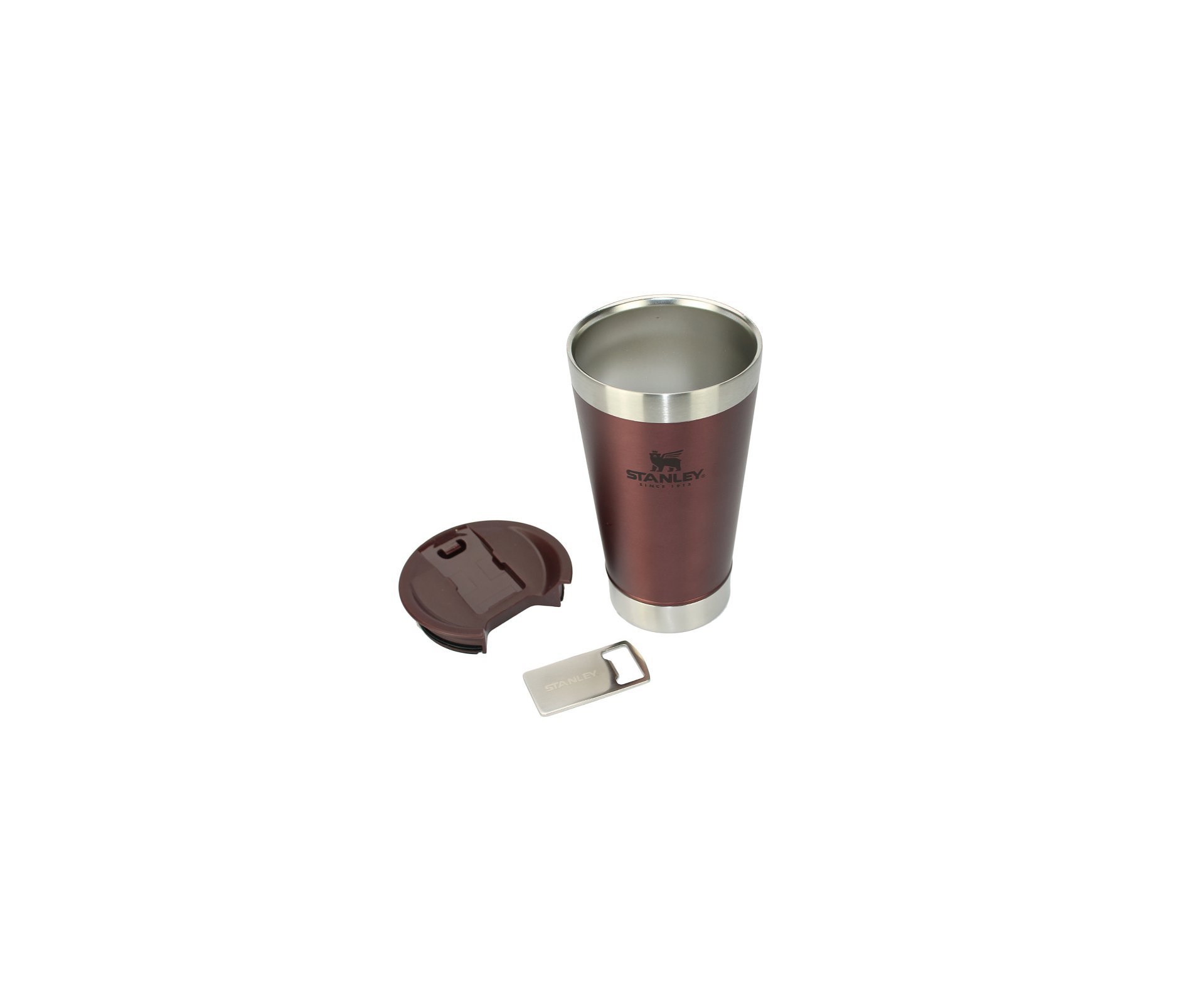 Copo Térmico Cerveja Stanley Inox Vermelho Com Abridor De Garrafas 473ml