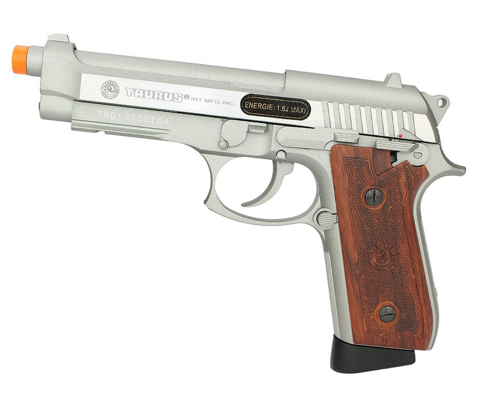 Pistola De Airsoft Prata Gas Co2 Taurus Pt 92 Full Metal Com Blow Back E Cal 6,0mm