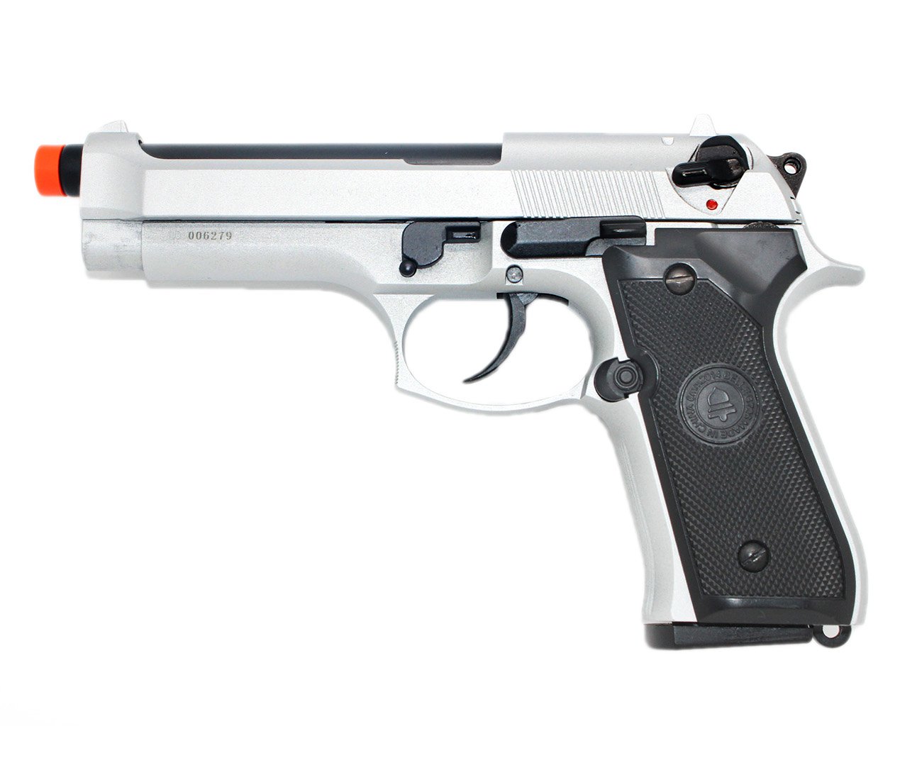 Pistola De Airsoft Gas Gbb M9 Inox Beretta 726y Blowback Full Metal Cal 6.0 Double Bell + Case