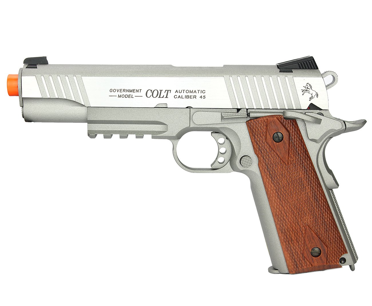 Pistola De Airsoft Gas Co2 Colt 1911 Rail Gun Blowback Full Metal Silver 6,0mm Cybergun