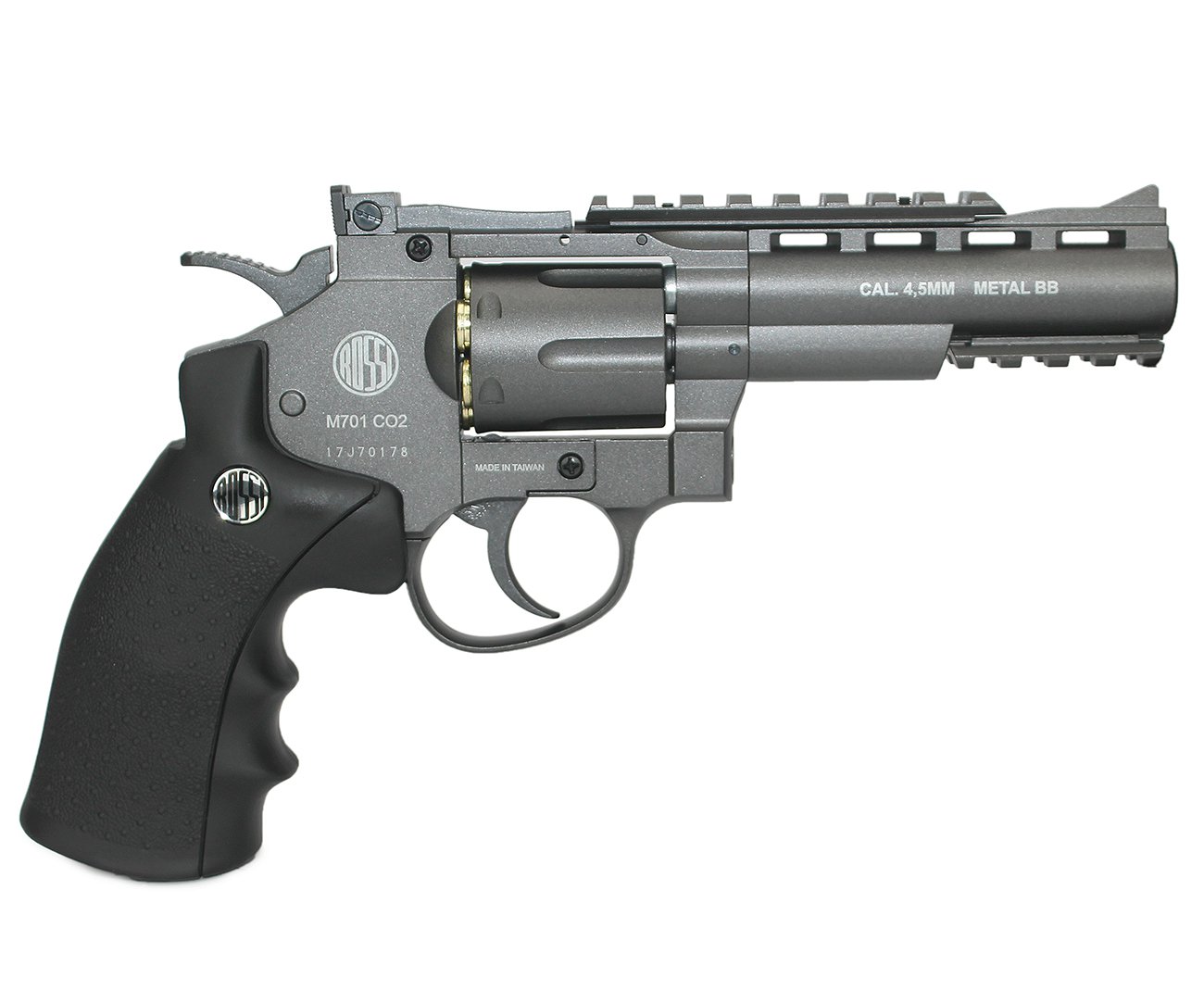 Revolver 38 De Pressão Gas Co2 6 Tiros 4" Oxidado Rossi Full Metal M701 4,5mm - Wingun