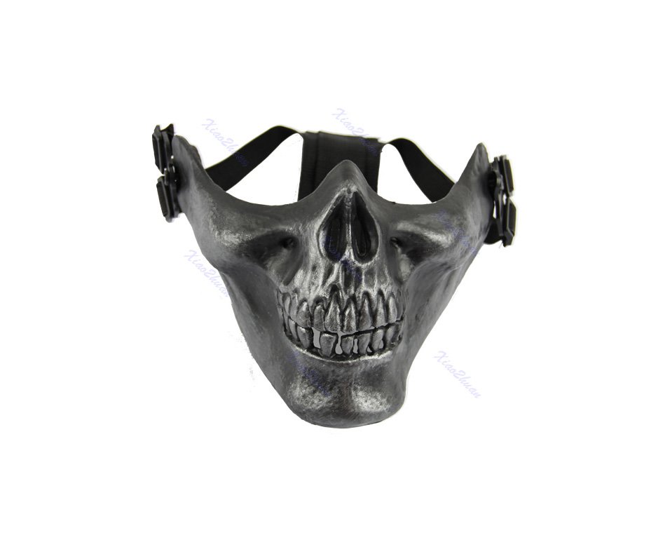Máscara De Meia Face Para Airsoft - Modelo Esqueleto Black/silver